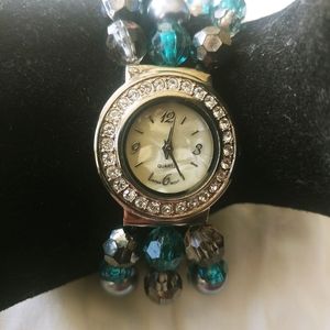 Quartz Movt Japan Ladies Wristwatch Crystals Beaded Band